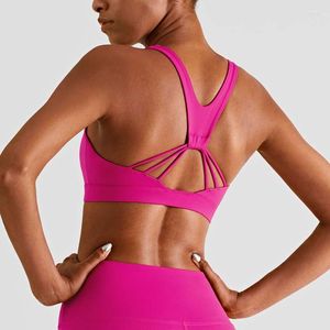 Roupa de ioga Sexy V DeSig Back Cross Fitness Crop Top Women Sport Bra Sution Support Support Gym Rous