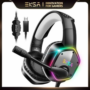 سماعة الألعاب السلكية للألعاب E1000 7.1 سماعة الصوت المحيطي Gamer PC مع ضوضاء إلغاء MIC RGB Light Gaming سماعة ألعاب PS4