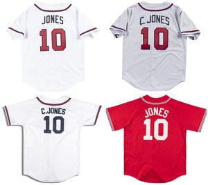 Dikişli Beyzbol Formaları 10 Chipper Jones 1999 Mavi Beyaz Erkekler Kadın Gençlik S-4XL Klasikleri Retro Jersey