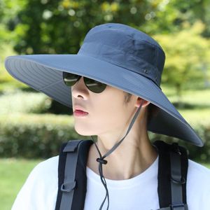 Wide Brim Hats 15CM Super Large Bucket Hat Women Men Summer Breathable Mesh Boonie UV Protection Fishing Hiking Sun