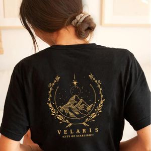 Kvinnors tshirt SJM Two Side Velaris Tshirt Feyre's Tattoo Acotar Bookish Shirts Men Women Tshirts Short Sleeve Vintage T Shirt Tops Merch 230311