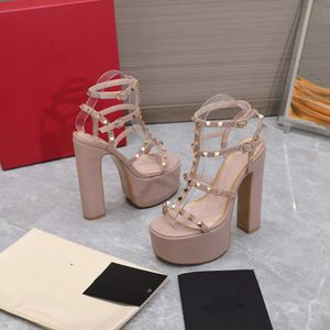 Luxury sandals super high heel waterproof table sandals willow nails decorative binding combination casual banquet