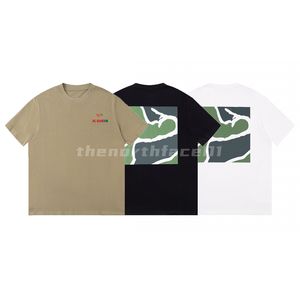 Mens T Shirt Contrast Letter Embroidery Back Box Print Short Sleeve Summer Breathable T-shirt Casual Top Black White Khaki Asian Size XS-L