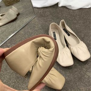 Elbise Ayakkabı Retro Sıcak Kare Ayak Elastik Büyükanne Ayakkabı Kadın Loafer'lar Kadın Daireler Şeker Renk Yumuşak Alt Moccasins Femme Balerin J230310