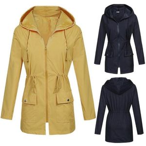 Women's Jackets Women Solid Rain Jacket Outdoor Plus Size Waterproof Hooded Raincoat WindproofFashion Supplier Boy Girl The Man Woman Sexy