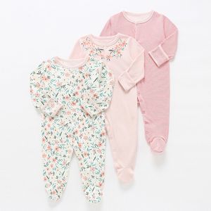 Rompers baby Rompers 3st Flower Sleepsuit Baby Girl Pajamas Born Boy Clothes Baby Girl Romper Spädbarn Baby Jumpsuit Underwear Cotton 230311