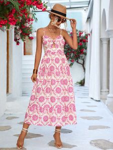 Casual Dresses Floral Print Boho Dress Women Summer Backless Sleeveless Sexy Maxi Dresses Ladies Holiday Party Beach Evening Dress Vestidos G230311