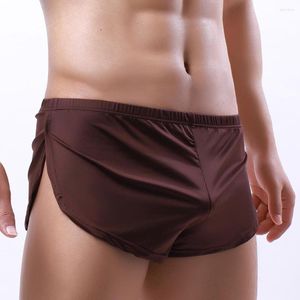 Unterhosen Männer Unterwäsche Milch Seide Lose Atmungsaktive Aro Hause Hosen Split Sexy Pyjamas Yoga Nachtwäsche Nachtwäsche Pantalon Pijama Hombre