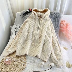 Damskie dzianiny Tee's Vintage Knitt Sweater Zipper Cardigan Długie rękawy swobodny moda prostota workowate damskie topy odzieży wierzchniej jesień 230311