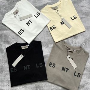 Ess Camisetas masculinas e camisas pólo Nevoeiro Fio Duplo Tridimensional Silica Gel Carta Tendência Solta High Street Marca Casal Camisetas de Manga Curta Camisetas