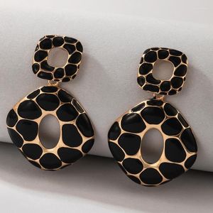 Orecchini pendenti 2023 Trend Boho Fashion For Women Cool Stuff Personality Square Leopard Print Geometry Gioielli vintage