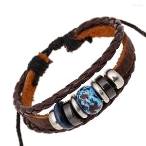 Charm Bracelets Punk Jewelry Leather Bracelet Beaded Magnetic Beads Stainless Steel Couple For Lovers Long Distance Touch