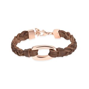 Bangle Punk Men's Woven Multi-layer Coffee-colored Leather Special Birthday Gift Stainless Steel Bracelet JewelryBangle