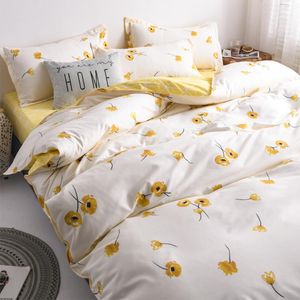 Bedding Sets Japanese Simple 4Pc Printed Bed Linen Sheet Quilt Cover Pillow Case Autumn And Winter Set Home Textile