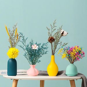 Vases mini renkli seramik vazo İskandinav yaratıcı minimalist masa dekoru kuru çiçek sanat dekoracao para casa oda dekorasyonu bs50hp