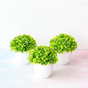 Decorative Flowers Artificial Potted Plant Bonsai Plastic Flowerpot Ornaments Simulation Flower Love Grass Birthday Party Decor Home Office