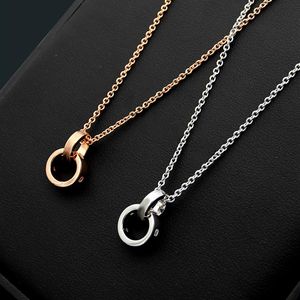 Luxury fashion brand 2019 new Titanium steel whole B letter double ring diamond necklace for women charm couple love necklace279w