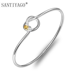 Bangle Original Design Very Simple About Pure Copper Casting Love Knot Open Metal Two-tones Bracelet