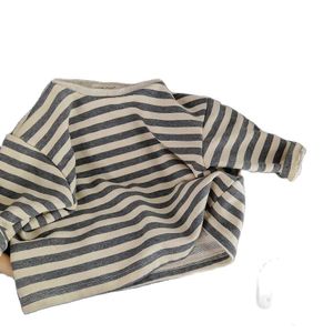 Tişörtler vidmid Koreli çocuk bebek şerit dipli uzun kollu tshirt erkek ve kızlar bahar dipli gömlek üst p5094 230310