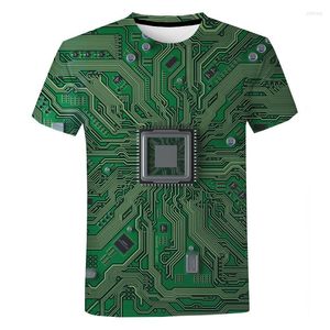 Męskie koszulki komputerowy CPU elektroniczny chip 3D T-shirt harajuku graficzne grafiki T-shirty mężczyźni Kobiety moda swobodne krótkie rękaw