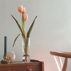 Vasos vaso de flor para decoração de mesa sala de estar vidro fleur comprimido terrário recipientes nórdicos feitos à mão