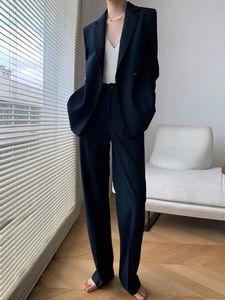 Garnitury damskie Blazery vintage luźne kobiety spodnie Suits Formal Casual Business Kurtka Pencil Pants Panie Dwie kawałki Blazer Set Femme Stroje 230311