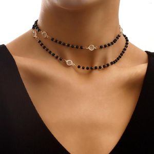 Chains Arrival 70 10CM Black Beads Choker Necklace For Women Vintage Clear Crystal Cubic Zircon Long Fashion Jewelry Gift