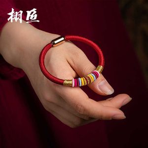 Bracelets jiucheng jiaye vajra nó mão paz e boa sorte no ano novo, corda vermelha, pulseira de casal, fivela magnética, jóias de estilo nacional artesanal