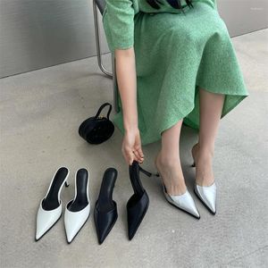 Slippers Pointed Toe Women Slides Thin High Heels Shallow Slip On Mules Shoes Fashion Party Pumps Sexy Dress Size 35-39