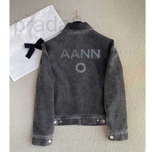 Damenjacken Designer Runway 2023 Frauen Einreiher Schwarz Denim Neue Frühling Sommer Design Langarm Casual Lose Mantel Umlegekragen Jacke für 0OG5