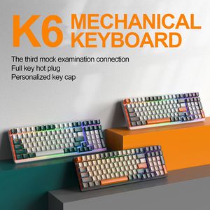 K6 100 Keys RGB Wireless Gaming Mechanical Keyboards Hot-swap Three Mode Type-C Wired 2.4G/BT5.0 Wireless Mechanical Keyboard