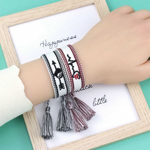 Bracelets Embroidered pattern Bracelet female couple rope hand woven tassel wrist band