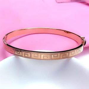 Armreif 585 Damen Lila Gold Einfaches Dickes Breites Armband Modisch vergoldet 18 Karat farbig Ethnisch