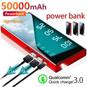 10000mAh Power Power Bank Mirror LCD Display Display Telefone Carregamento rápido Bateria externa para iPhone Xiaomi Samsung