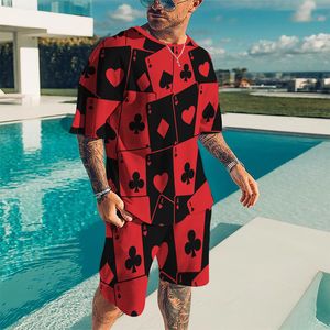 Men's Tracksuits 2023 Fashion Twopiece Tshirt Shorts Poker Pattern Casual Harajuku Trend Comfortable ONeck 230311