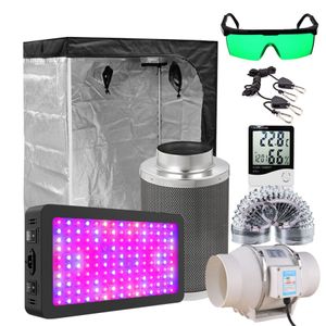 LED Grow Lights 4/5/6/8 inç santrifüj fan etkinleştirilmiş karbon hava filtresi büyüme ışık lambaları seti büyüme çadır yetiştirmek çadır tam kiti bitki fabrikası seralar için bitki çadır büyür