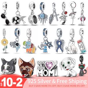 925 Silver Fit Pandora Charmos originais pingentes pingentes de braceletes colorido desenho animado personagem de anime Charms de animais de estimação Mulheres