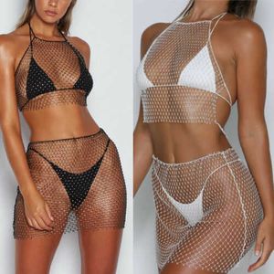 Women's Swimwear Womens New Sexy Mesh Sheer Mini Beach Dress Bikini Cover Ups Sarong Summer Wear Swimwear Short Skirt Vest Y2303