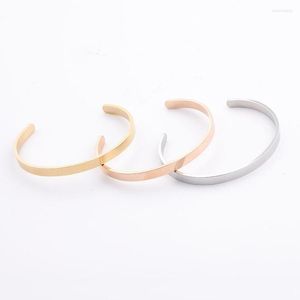 Bangle rostfritt stål Metall Stamping C Öppen manschett för gravering DIY 65mm spegel Polerad grossist 5st