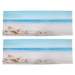 Halılar 2x mavi okyanus denizyıldızı kabuklu kabuk tatil plajı manzara baskısı polyester kauçuk anti-siki banyo paspasları kilimler 40x120cm