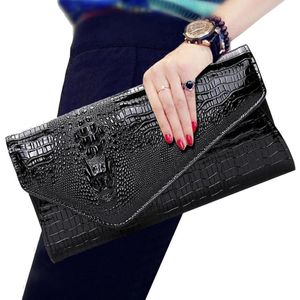 Bolsas de noite carteira feminina bolsa de embreagem bolsa de crocodilo de alta qualidade envelope preto carteira longa bolsa sagsening noturvening