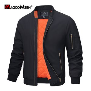 Jackets Men Magcomsen Jaqueta de bombardeiro masculino Primavera/outono Jaquetas quentes