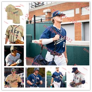 Baseball Custom costume Jake Deleo Georgia Tech Jersey de beisebol John Anderson Jack Rubenstein John Giesler Brant Hurter Georgia Tech Jackets Yellow Jerseys