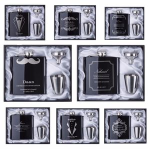 Groomsman gift Personalized Engraved 6oz Hip Flask Stainless Steel With White & Black Box Gift Wedding Favors271x