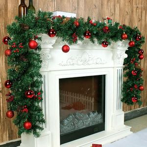 Decorative Flowers Year Christmas Garland Wreath Xmas Party Decoration Tree PineTree Rattan Hanging Ornaments For Home