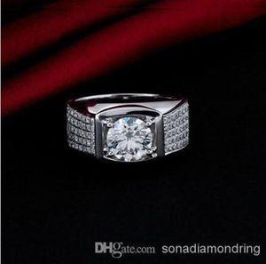 Diámetro exclusivo de 5ct total de 5ct anillo de diamante sintético NSCD SONA para hombres anillo de boda de lujo 925 Sterling Silver 18K G1141824