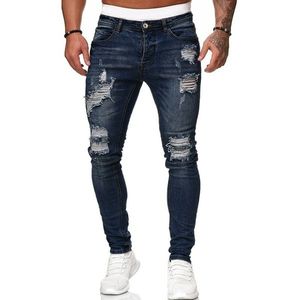 Mäns jeans nya bomullsbyxor hål casual smala män ny trend denim hombre man byxa för trend mager motorcykel europeiska jeans pantaloner