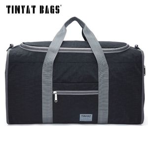 Stuff Sacks Tinyat Male Men Travel Bag Folding Bag Protable Molle Women Tote Waterproof Nylon Casual Travel Duffel BACK Black Bagage T-306 230311