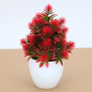 Dekorativa blommor 1pc bonsai artificiell blomma flerfärgade falska växter gräs plast konst hem trädgård rum officiella skrivbordsdekorationer gåva diy