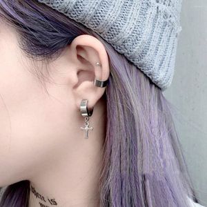 Dangle Earrings 2Pcs/Set Korean Fashion Cross Stud Stainless Steel For Women 2023 Trend Ear Clip Grunge Jewelry Set Wholesale